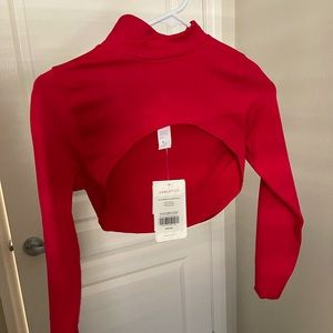 Red seamless long sleeve shrug